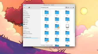 Kubuntu with Dolphin file manager open.