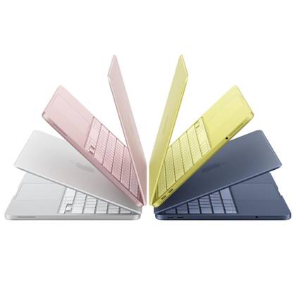 Цвета MacBook Neo на белом фоне.