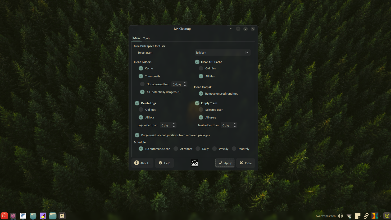 Утилита MX Linux для очистки диска: всё делается одним кликом.