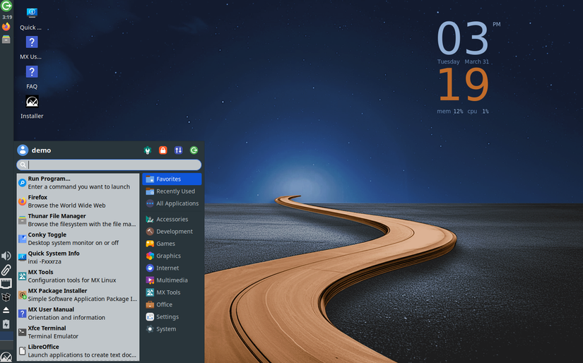 MX Linux Xfce desktop overview.