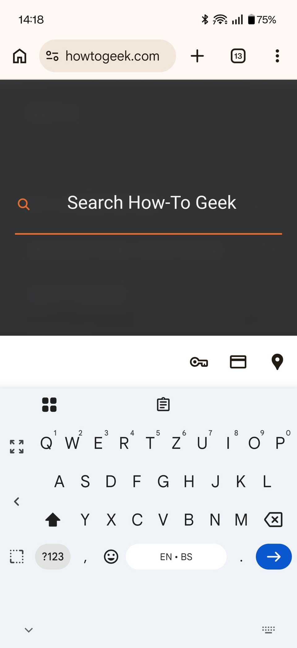 A screenshot of Gboard in one-handed mode.