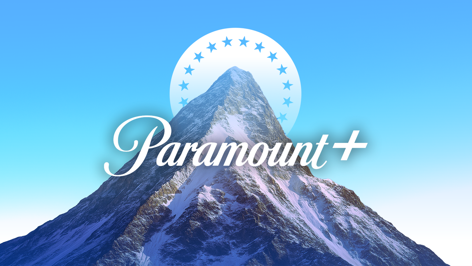 Логотип Paramount+ на фоне снежной горы