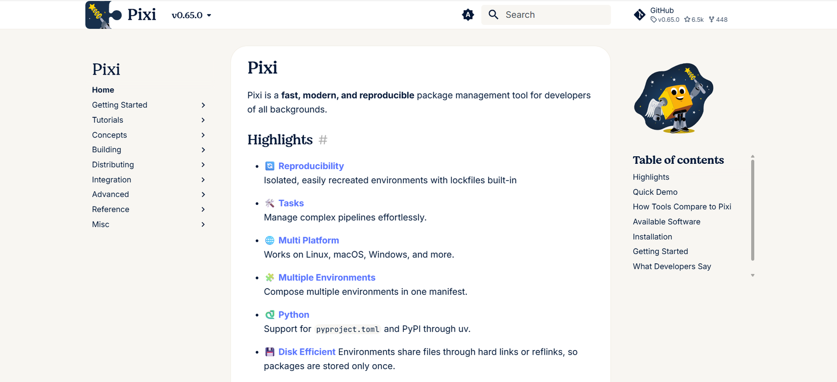 Официальный сайт Pixi.