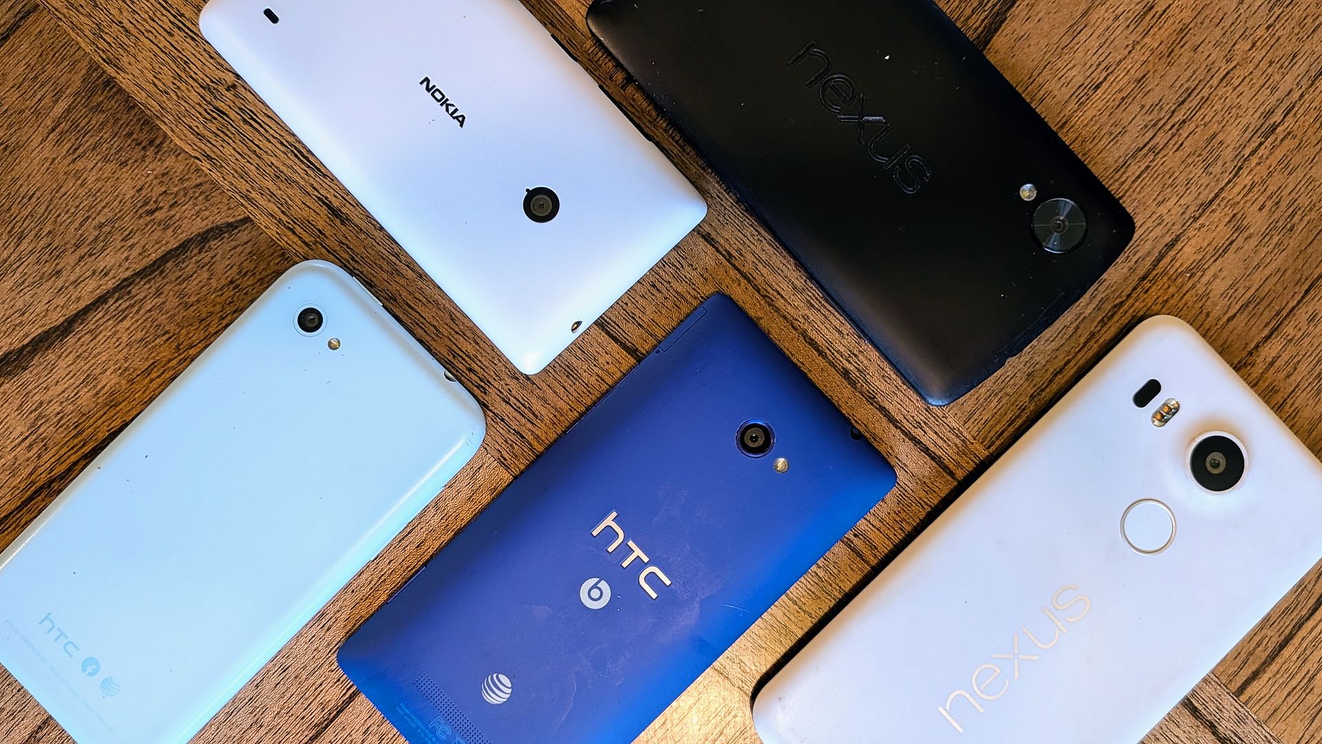 plastic phones on a table 1