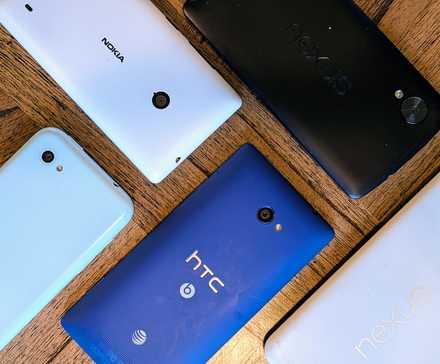 plastic phones on a table 1