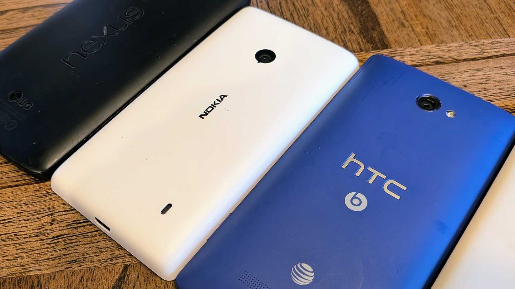 plastic phones on a table 2