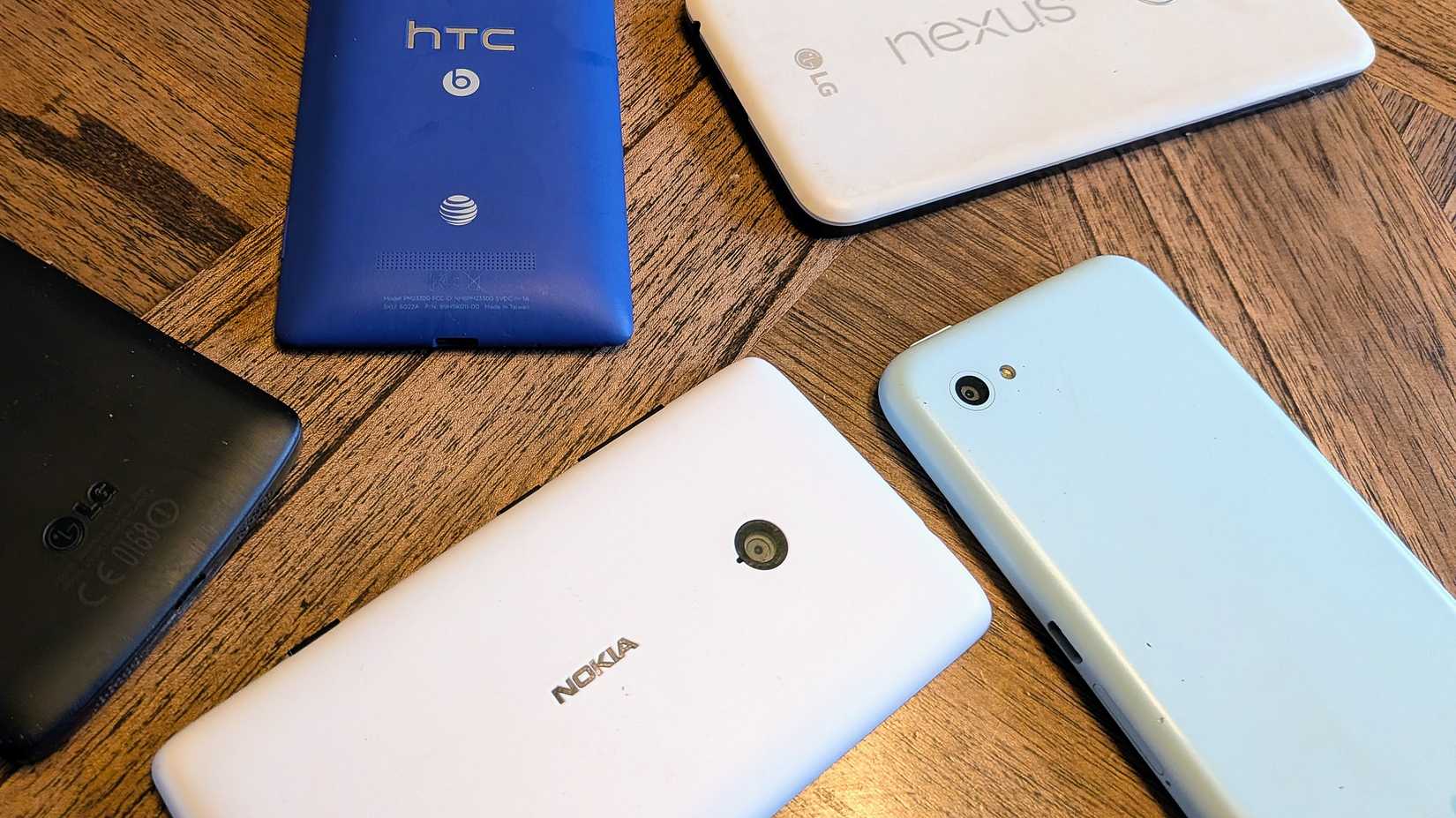 plastic phones on a table 4