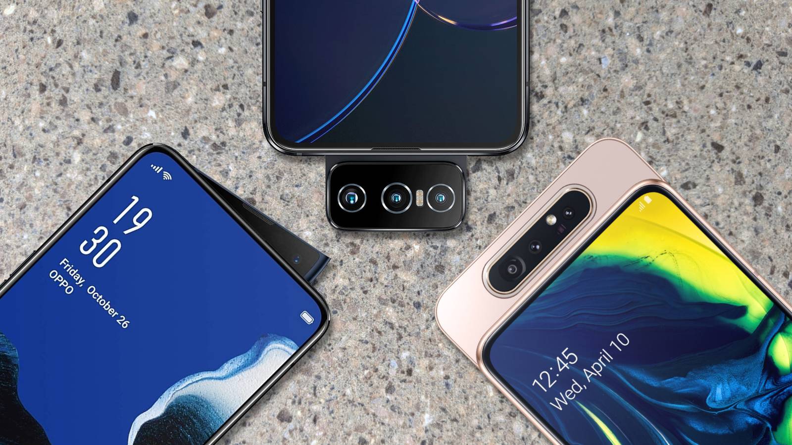 ポップアップ式セルフィーカメラを搭載したスマートフォン