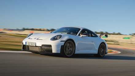Front 3/4 shot of a 2025 Porsche 911 GT3