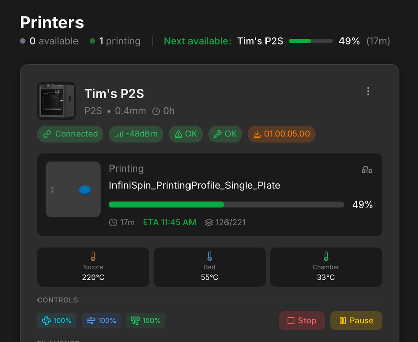 Printing with Bambuddy.