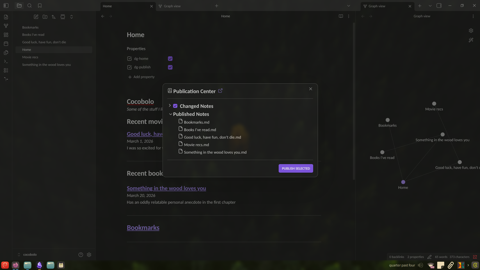 Publishing a note from Obsidian.