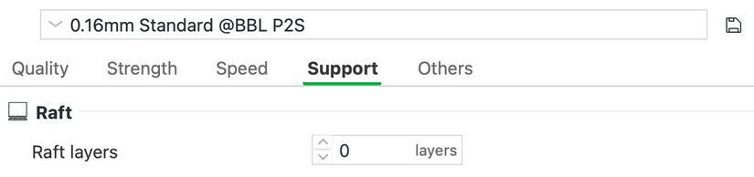 Raft settings in Bambu Studio.