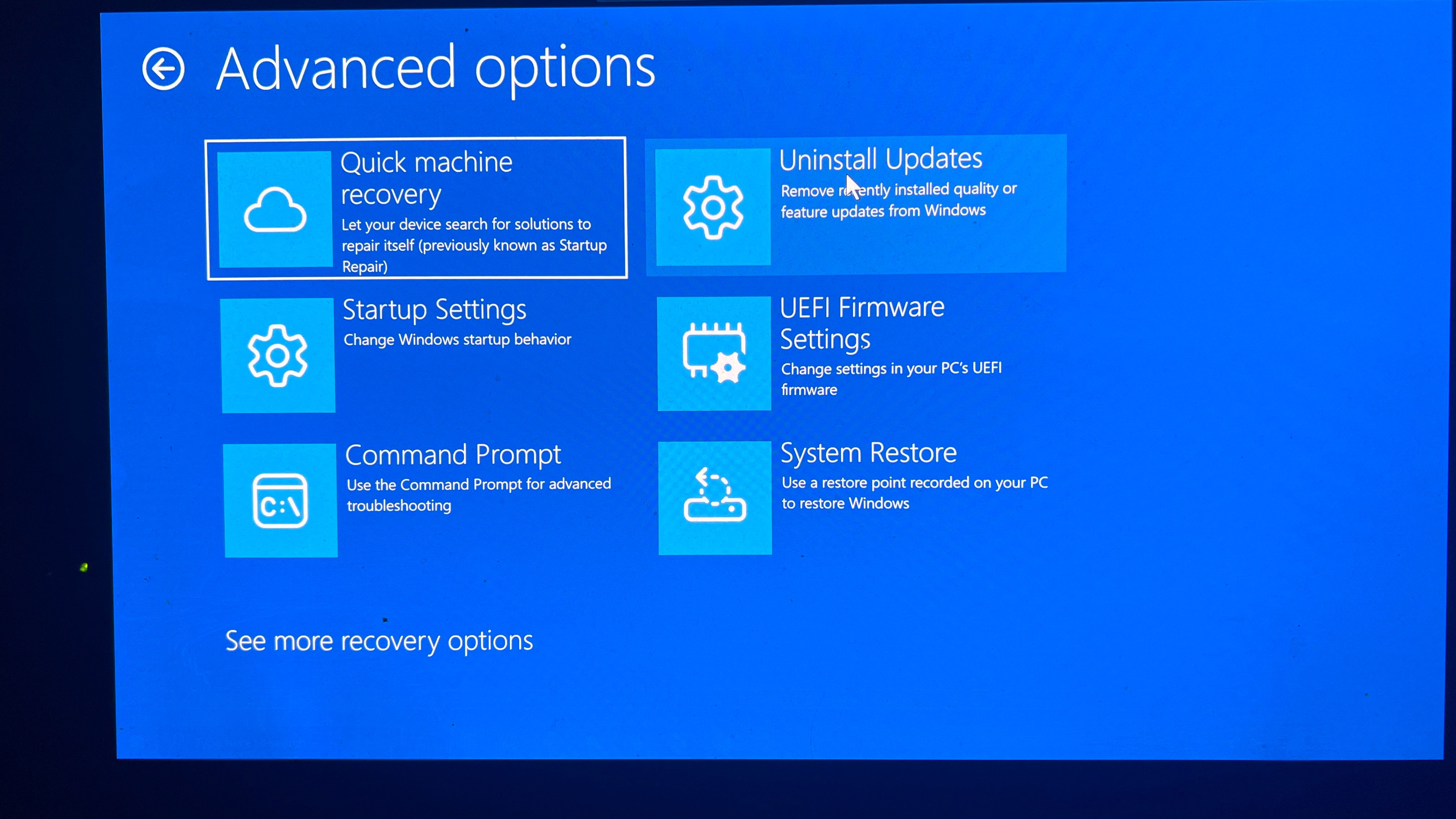 A screenshot of the Windows Troubleshoot dialog open to the Advanced options dialog.