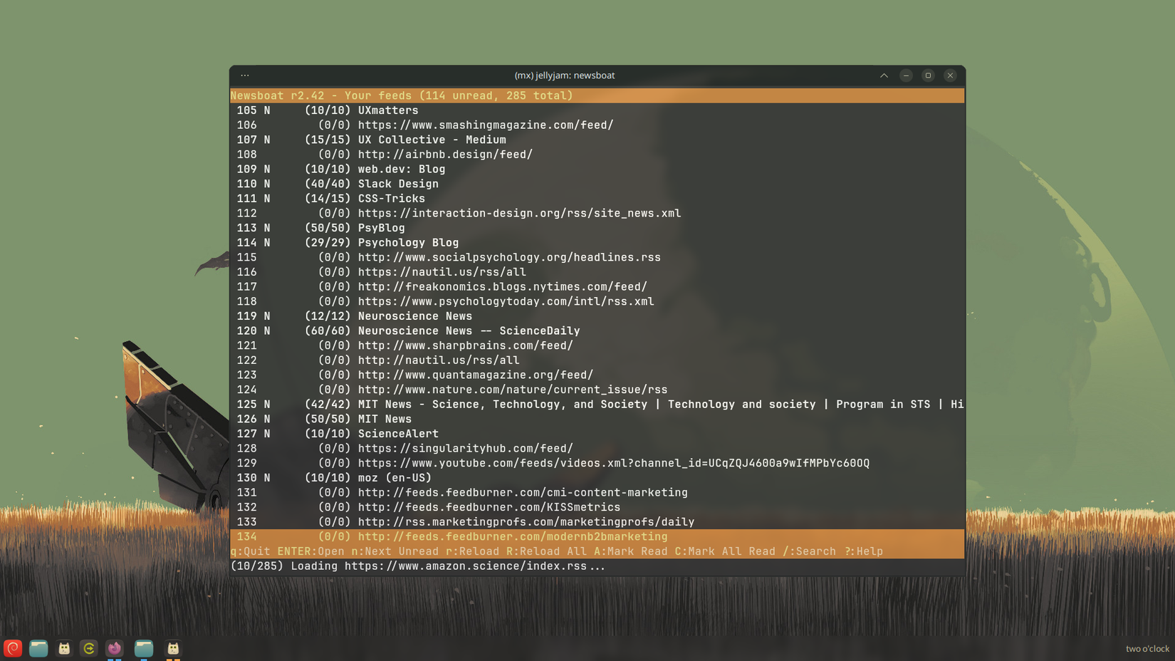 ターミナルでRSSフィードを表示するNewsboat