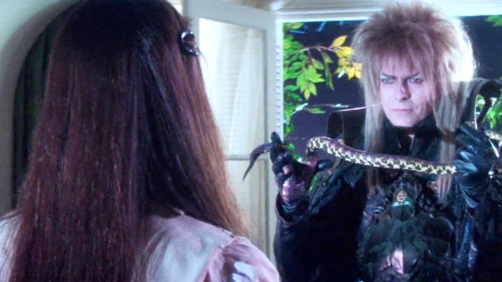 Sarah meets Jareth in the Labyrinth.