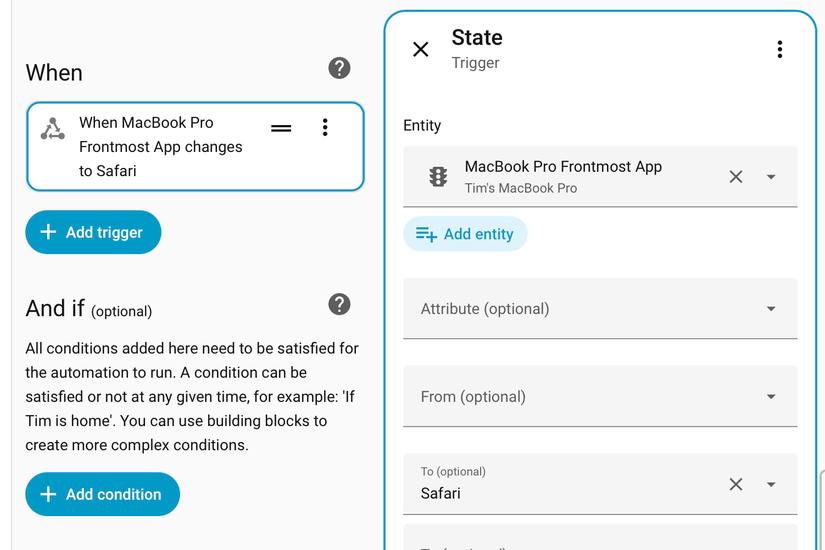 Автоматизация Home Assistant по активному приложению Mac.