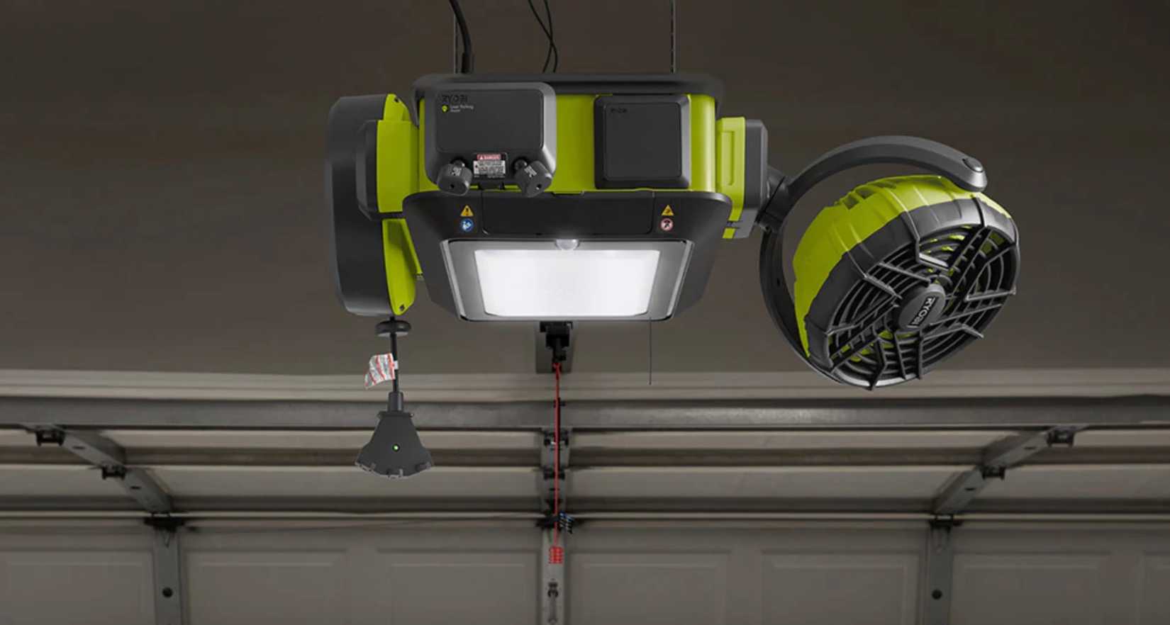 Ryobi garage door opener with a fan