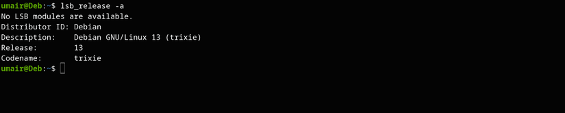 Checking the version on Debian using the lsb_release command