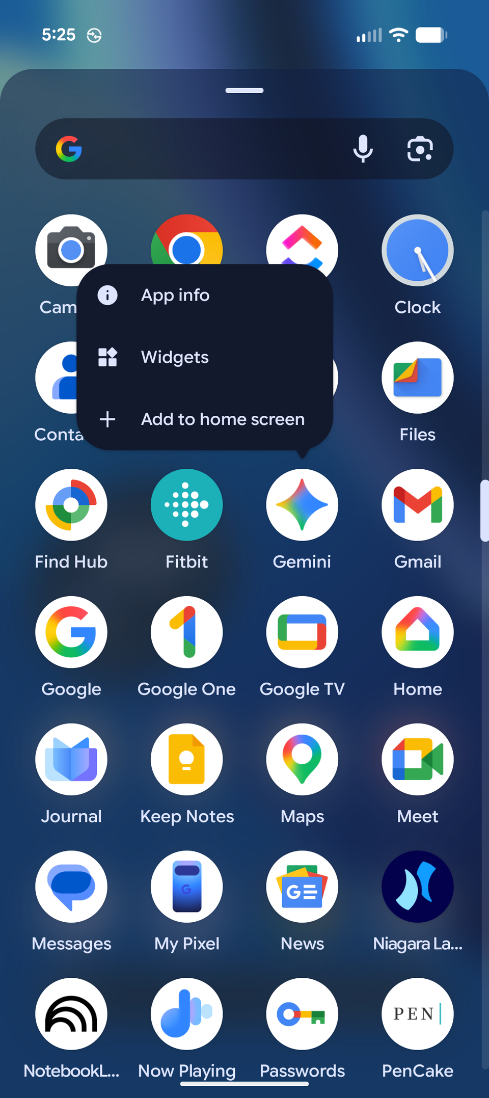 Выбор иконки Gemini в списке приложений Android.