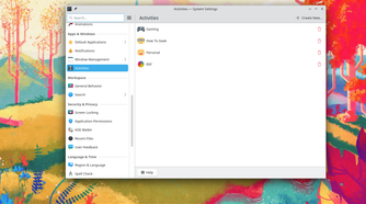 Setting up KDE Activities using the Plasma settings app.