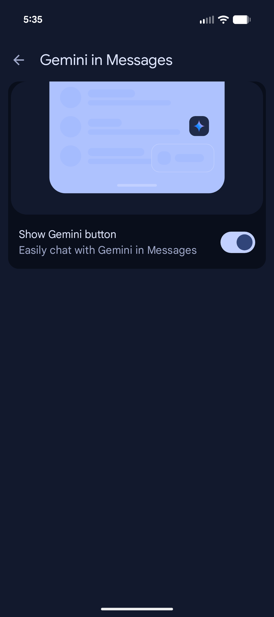 кнопка Gemini в Google Сообщениях