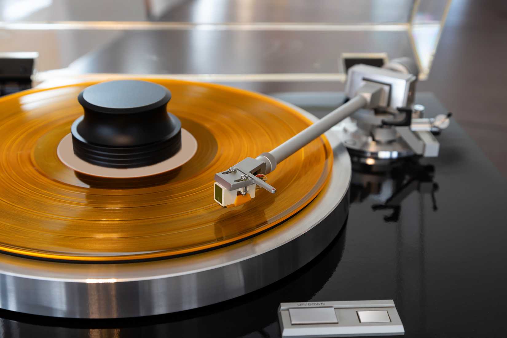Colored Record with Clamped with Weight.