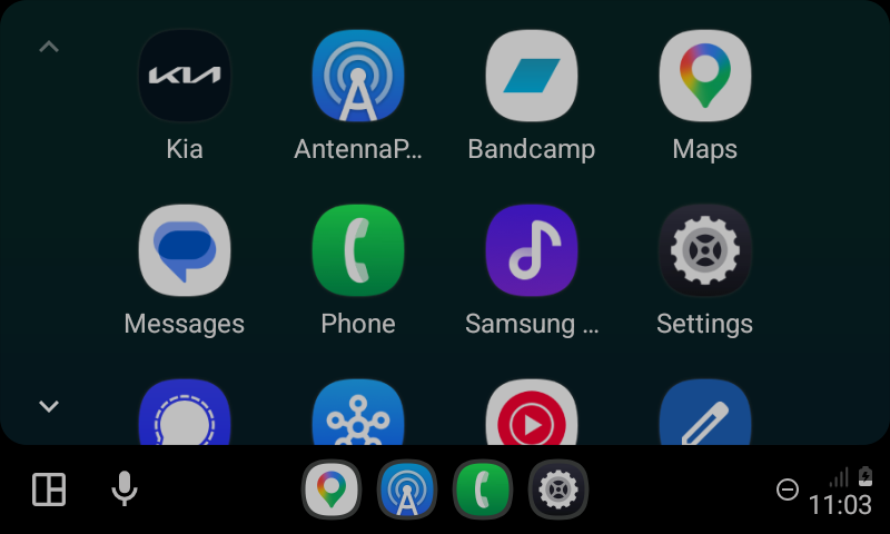 App drawer in Android Auto.