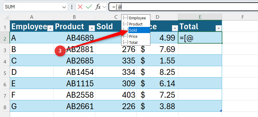 How to use structured references in Microsoft Excel