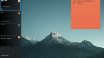 Switching KDE Activities profile to How To Geek client with separate desktop widget to do list of tasks.