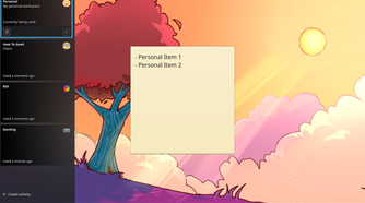 Switching KDE Activities profile to personal workspace.