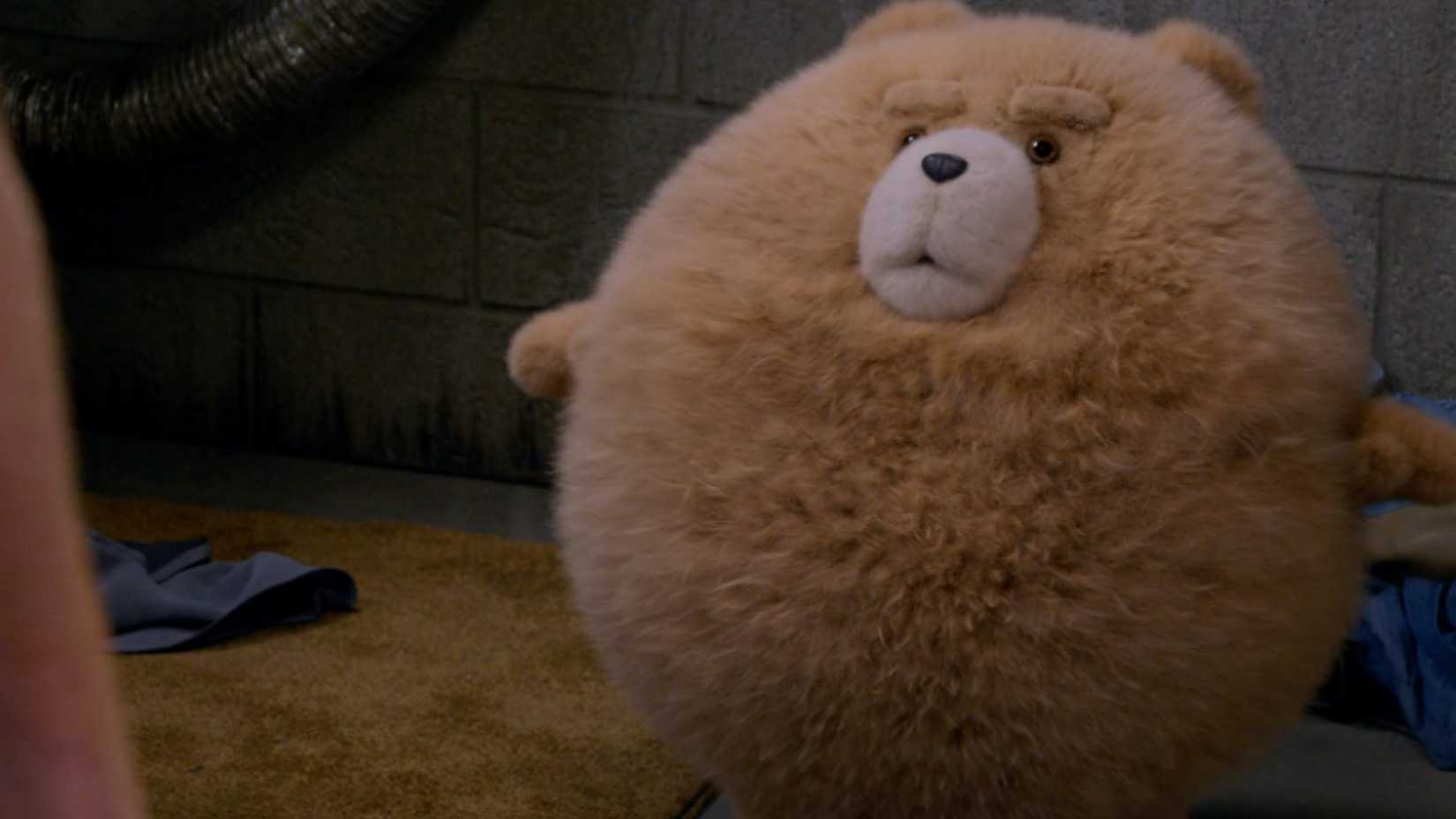 Ted falls out of the tumble dryer in Ted.