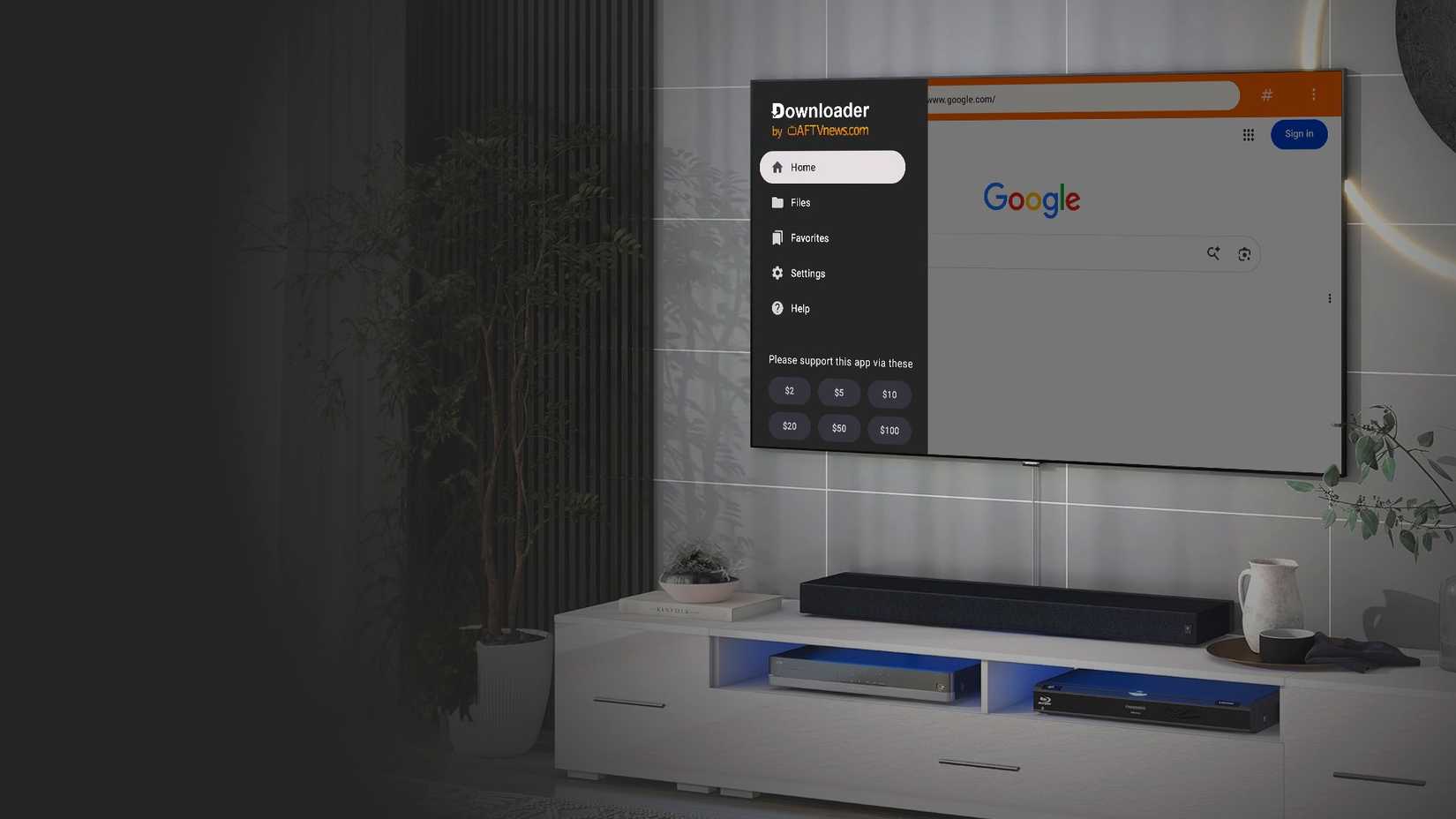 The Amazon Downloader for FireTV on a TV screen