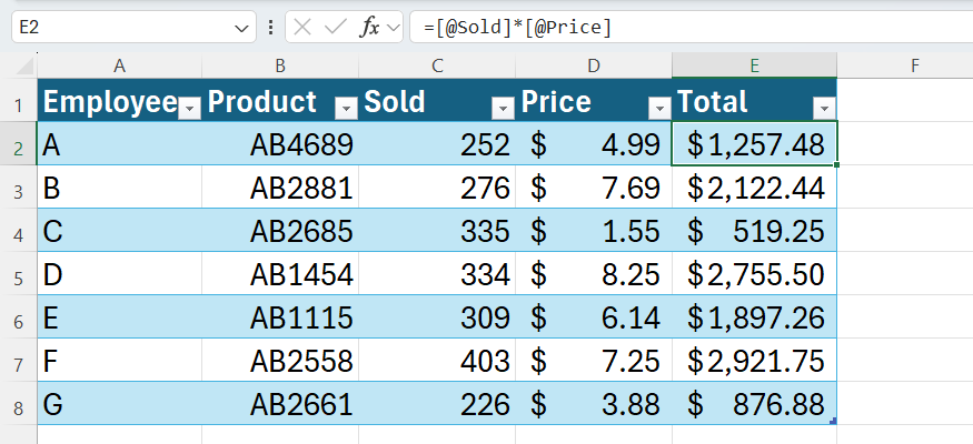 Collum Reference How to use structured references in Microsoft Excel