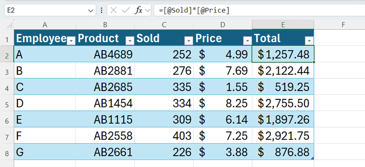 How to use structured references in Microsoft Excel