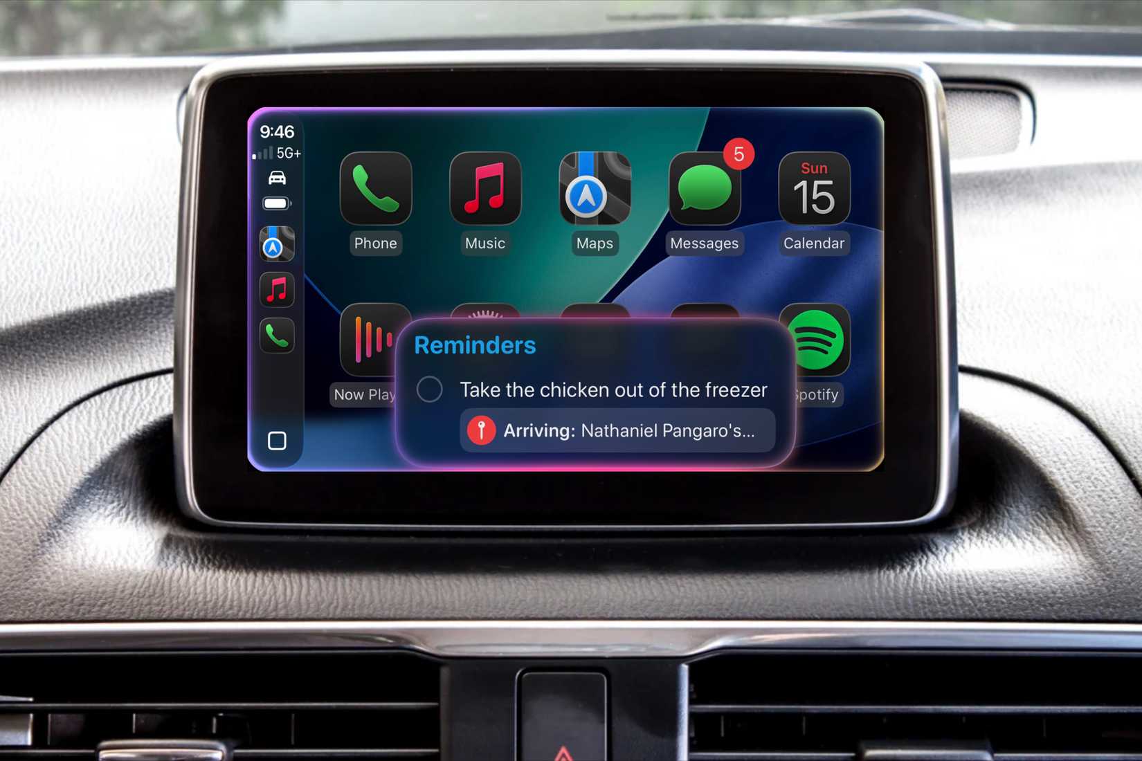 Create a reminder with CarPlay while driving.