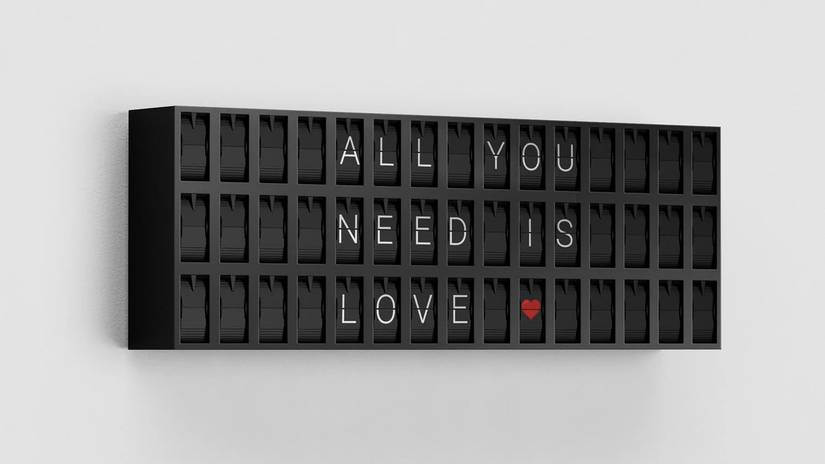 Vestaboard note displaying a message.