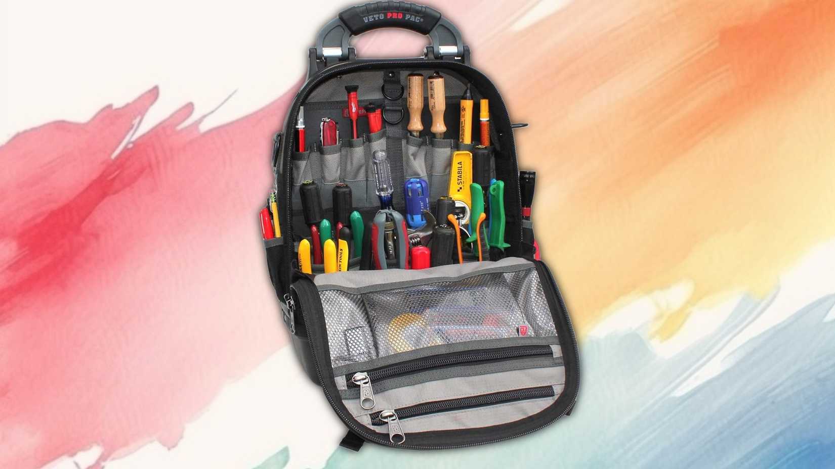 Veto Pro Pac Tech Pac Tool Backpack on Painted Background