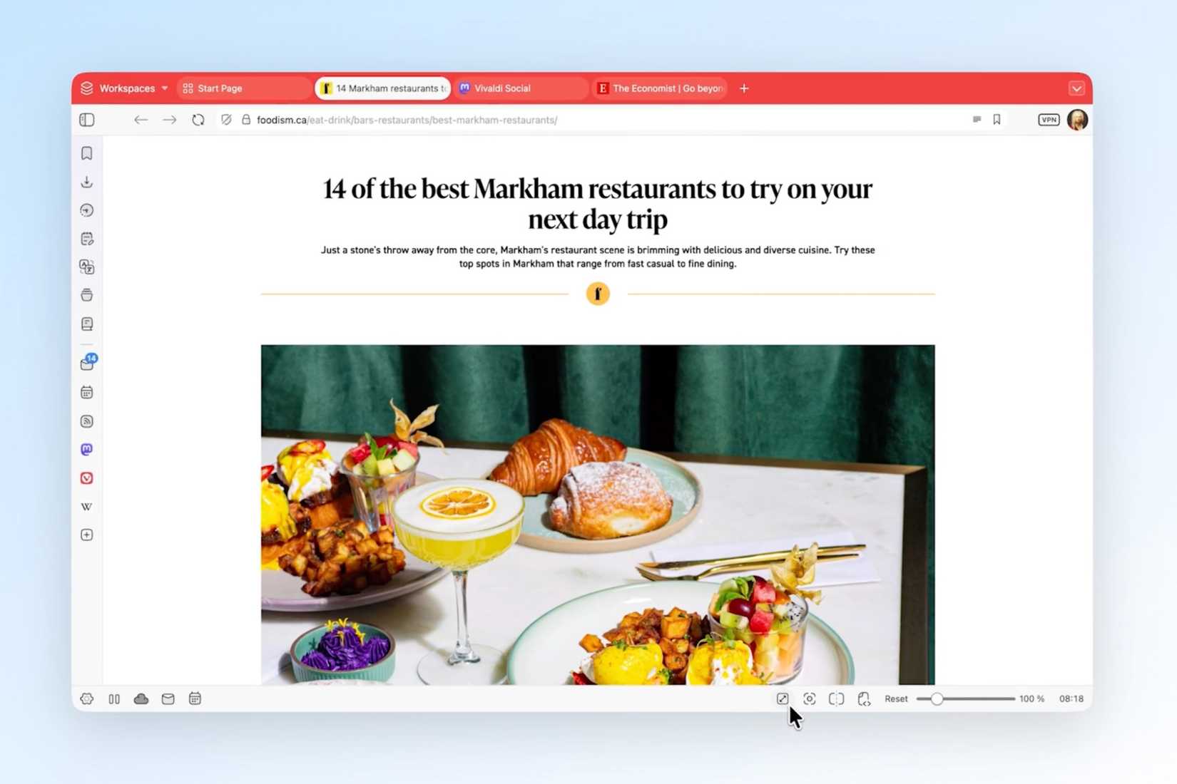 Vivaldi's auto-hide feature makes browser interface disappear for distraction-free viewing