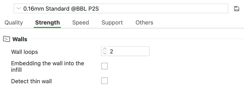 Wall loops settings in Bambu Studio.