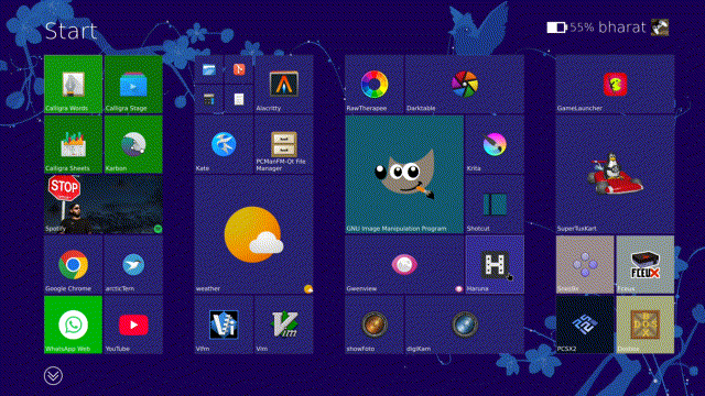 The Start menu has live tails.