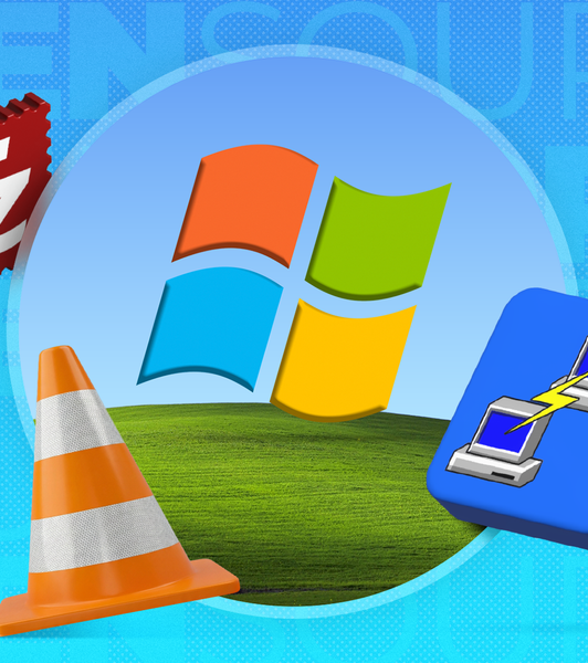 Windows logo surrounded by FileZilla, VLC, and PuTTY icons.