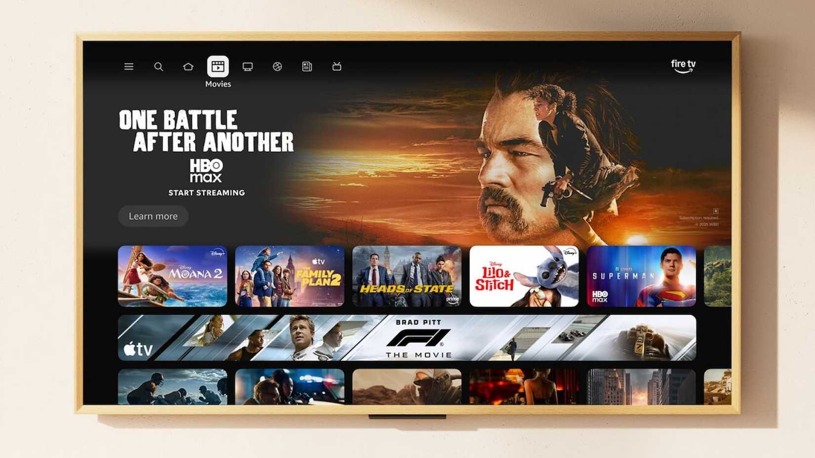 A Fire TV with HBO Max ad and rounded eedges