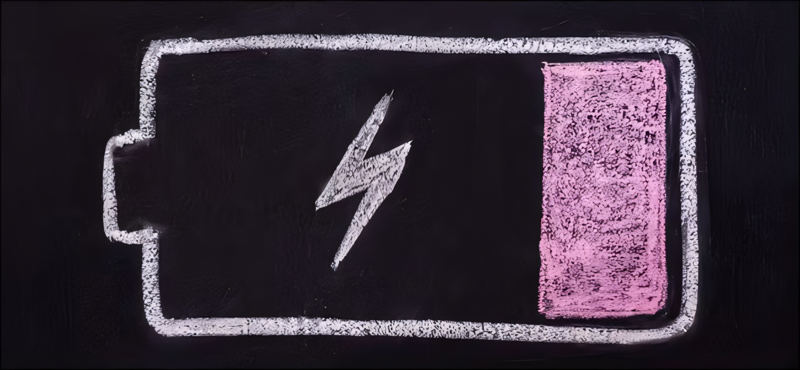 A drawing depicting a low battery icon.