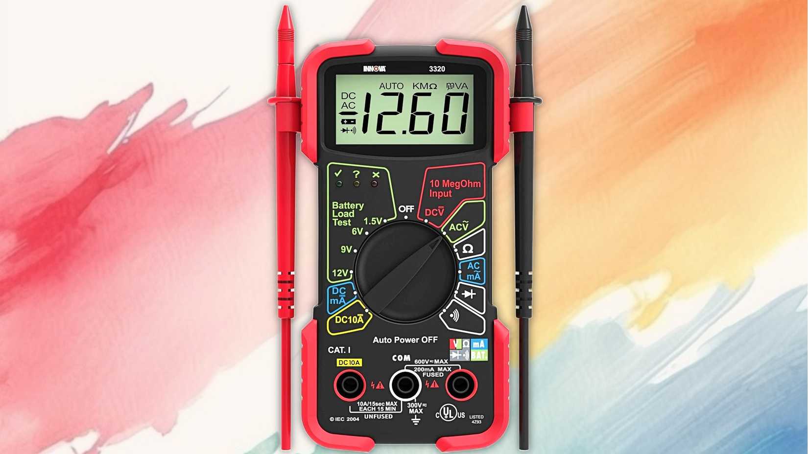 A multimeter on a painted background