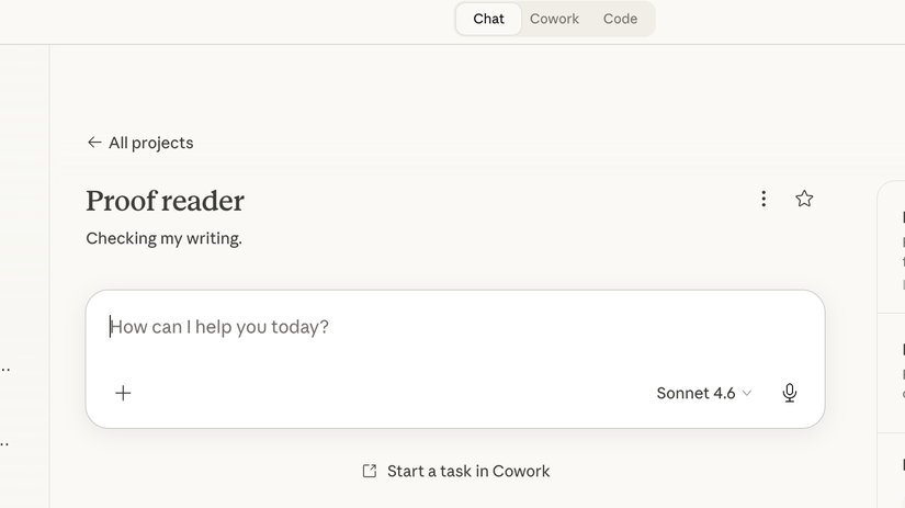 A proofreader project in Claude.