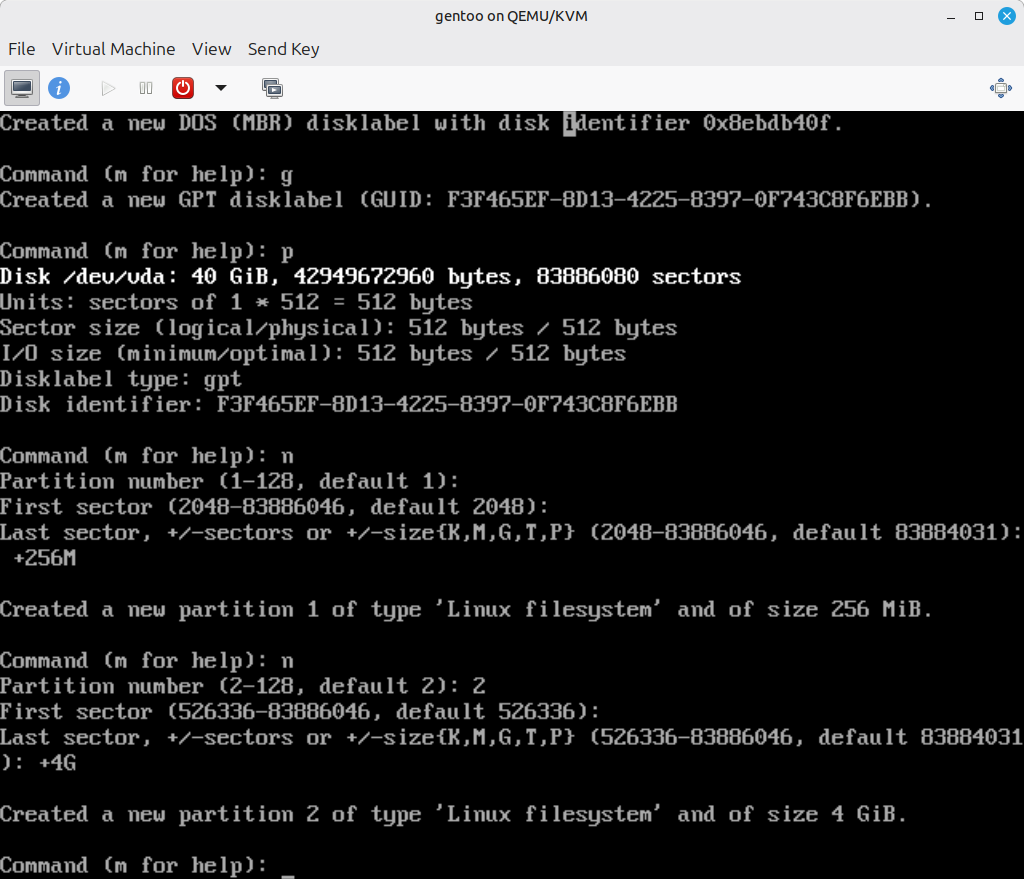 Creating a swap partition in Gentoo on a VM