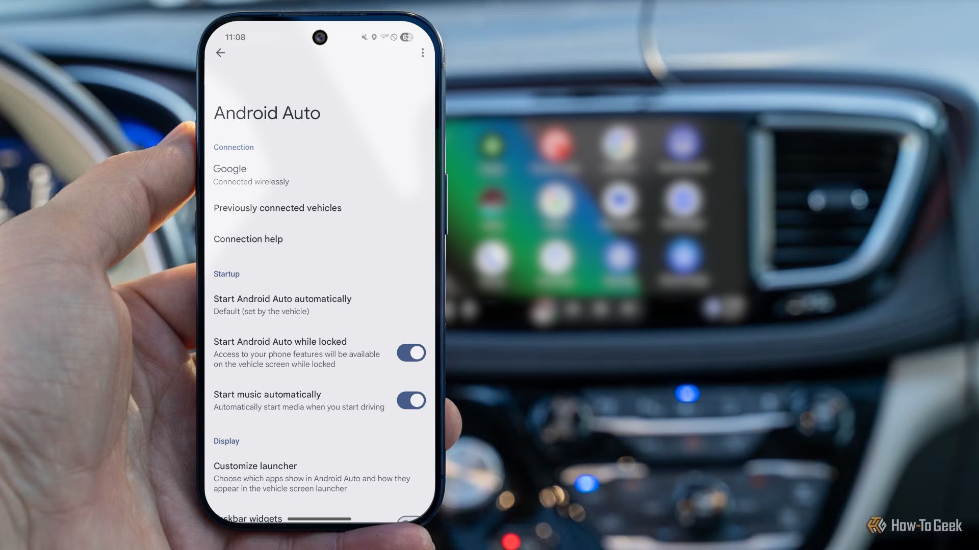 Android Auto on phone in car