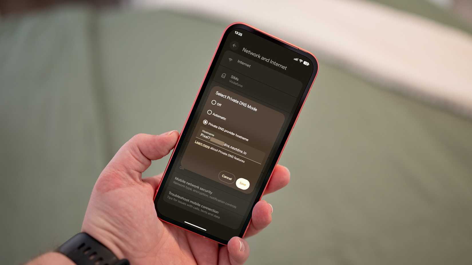 Android DNS settings page