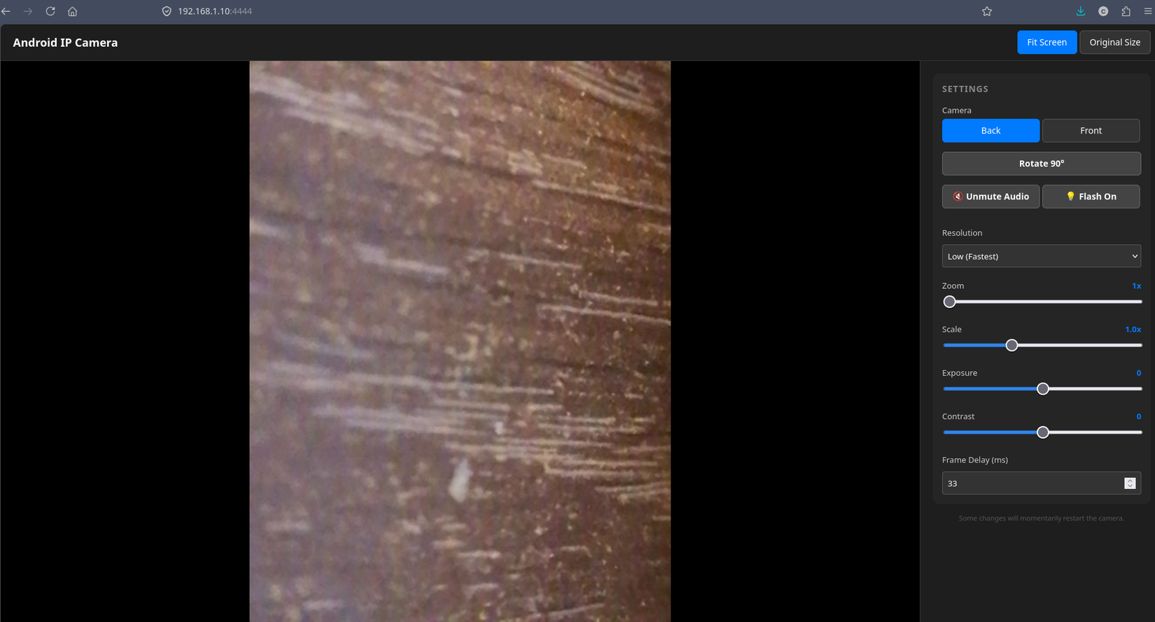 Веб-интерфейс Android IP Camera.