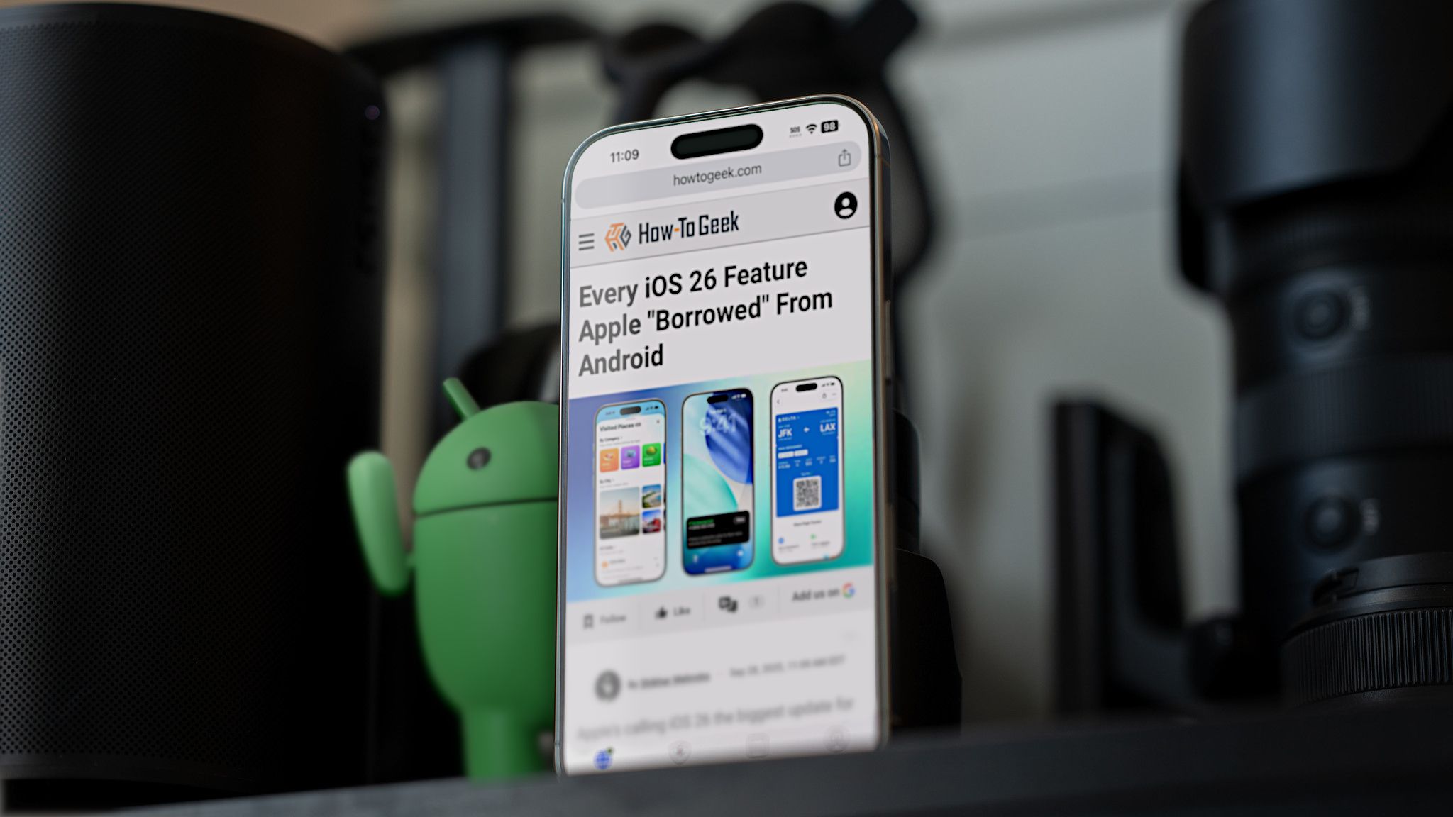 Android figuring behind an iPhone